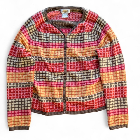 Talbots Mod Retro Print Cardigan Sweater | Cashmere Blend Vintage 90s Knit XL‎ - Picture 2 of 7